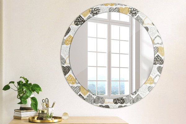Round mirror frame with print Hearts doodle