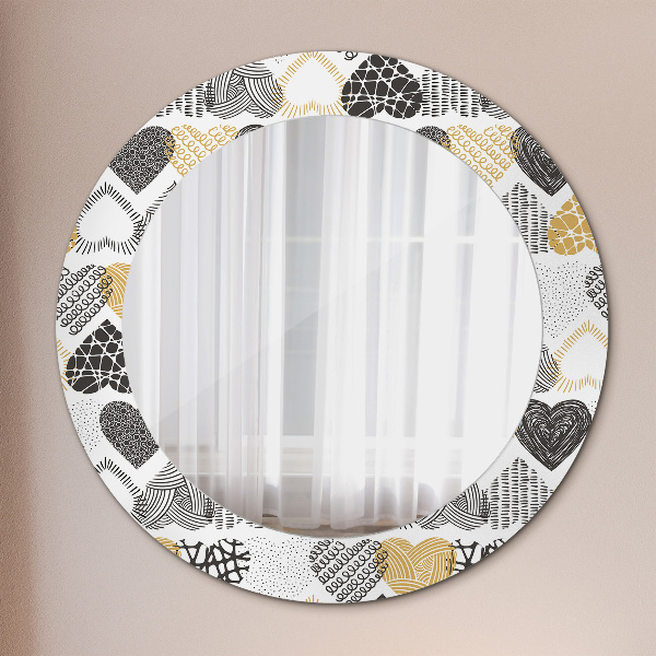 Round mirror frame with print Hearts doodle