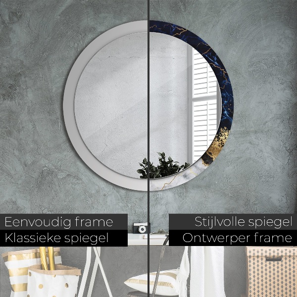 Round mirror frame with print Blue marble