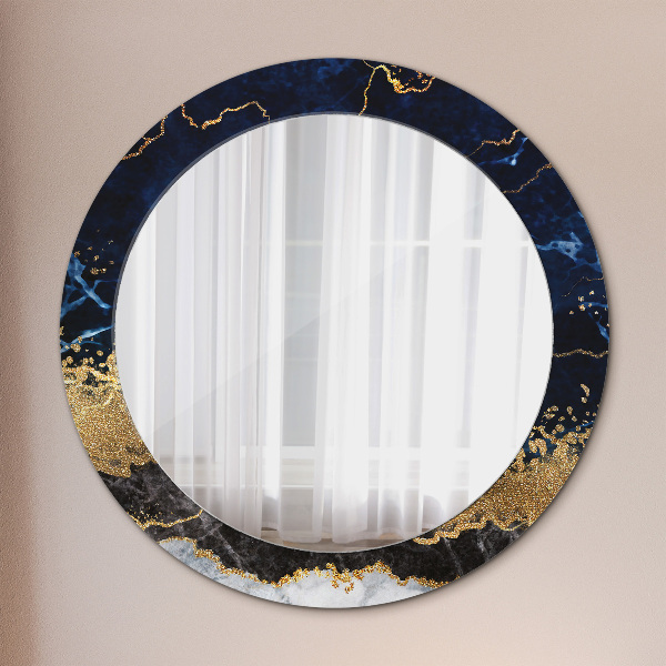 Round mirror frame with print Blue marble