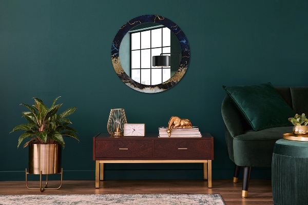 Round mirror frame with print Blue marble