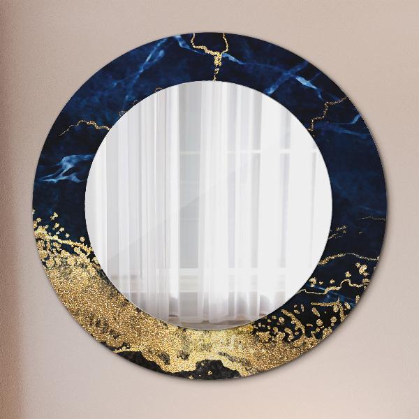 Round mirror frame with print Blue marble