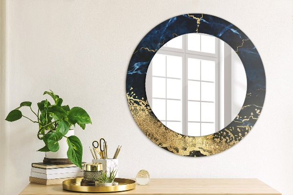 Round mirror frame with print Blue marble