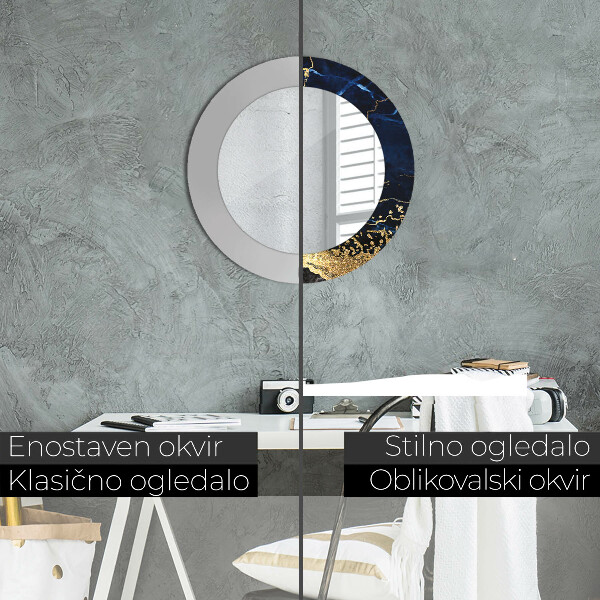 Round mirror frame with print Blue marble