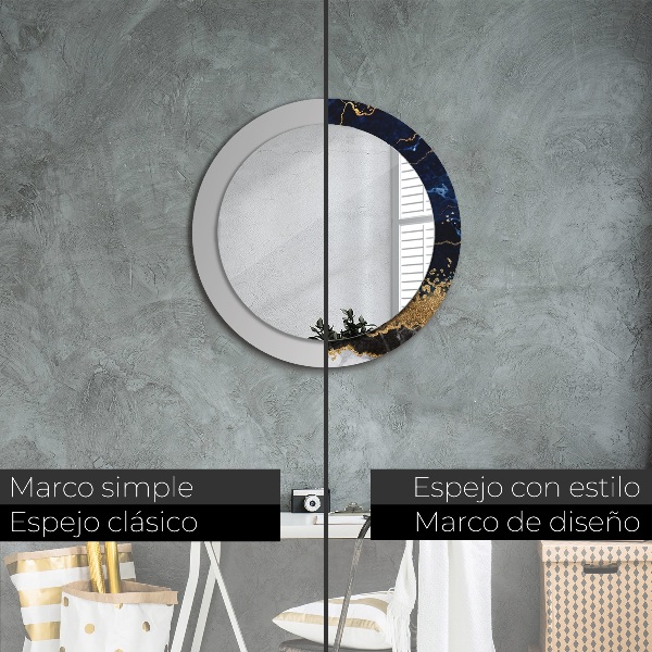 Round mirror frame with print Blue marble