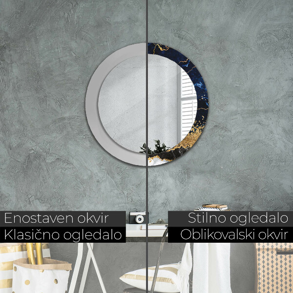 Round mirror frame with print Blue marble