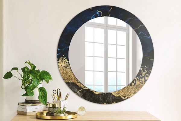 Round mirror frame with print Blue marble