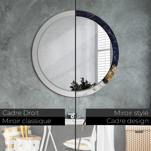 Round mirror frame with print Blue marble