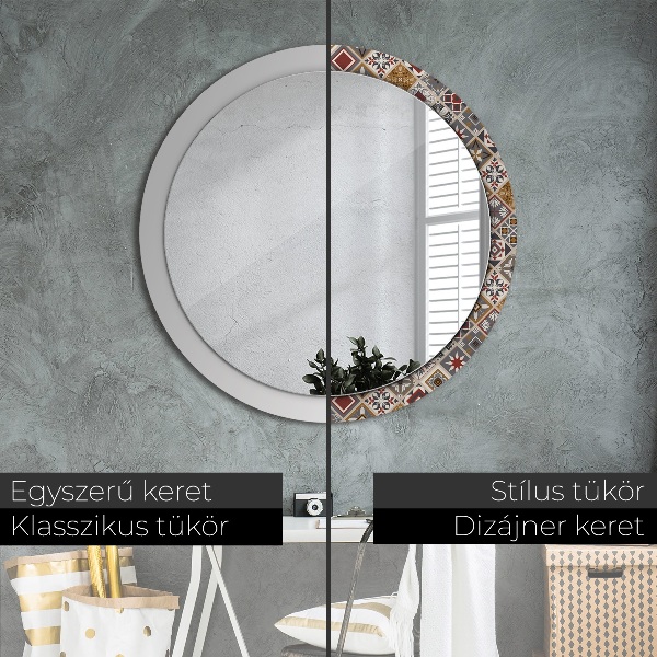 Round printed mirror Turkish pattern