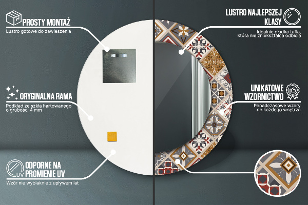 Round printed mirror Turkish pattern