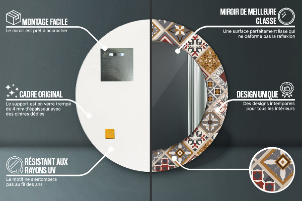 Round printed mirror Turkish pattern