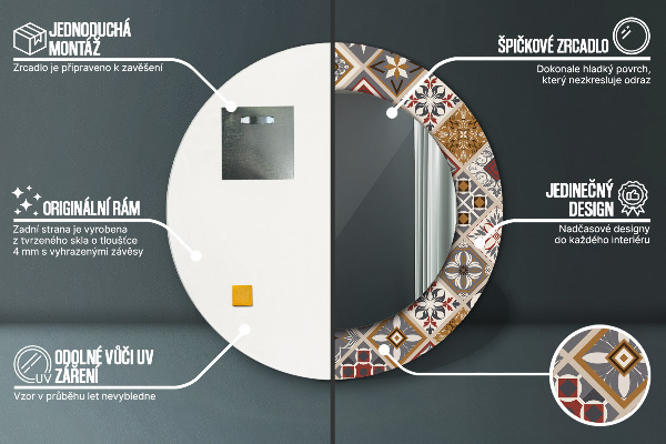 Round printed mirror Turkish pattern