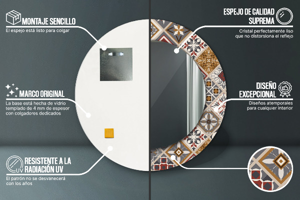 Round printed mirror Turkish pattern