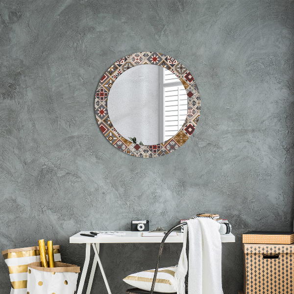 Round printed mirror Turkish pattern