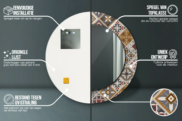 Round printed mirror Turkish pattern