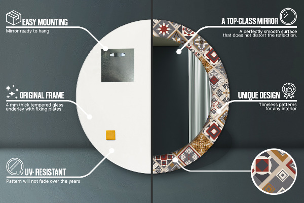 Round printed mirror Turkish pattern