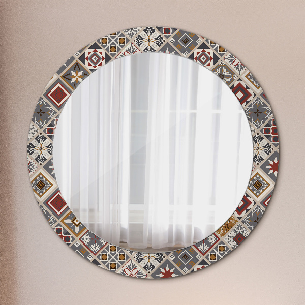 Round printed mirror Turkish pattern