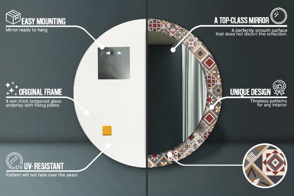 Round printed mirror Turkish pattern