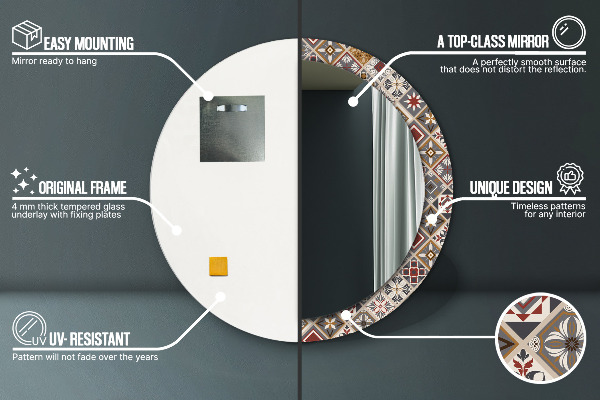 Round printed mirror Turkish pattern