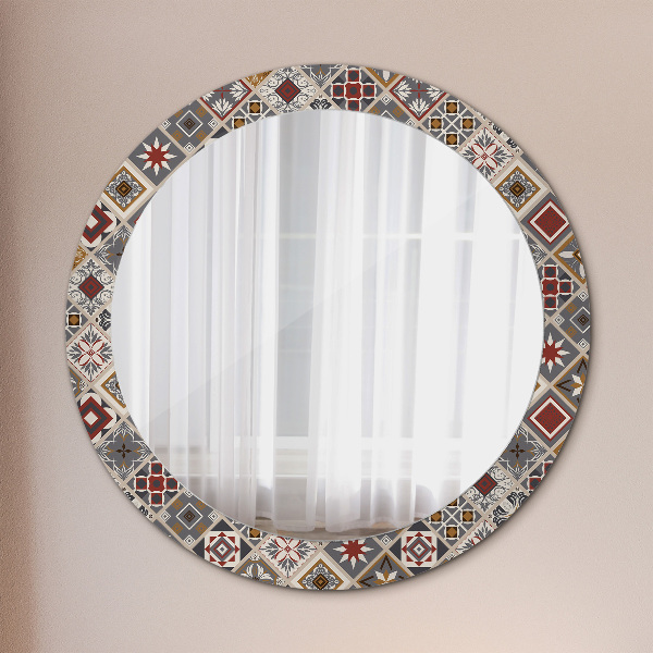 Round printed mirror Turkish pattern