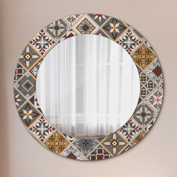Round printed mirror Turkish pattern
