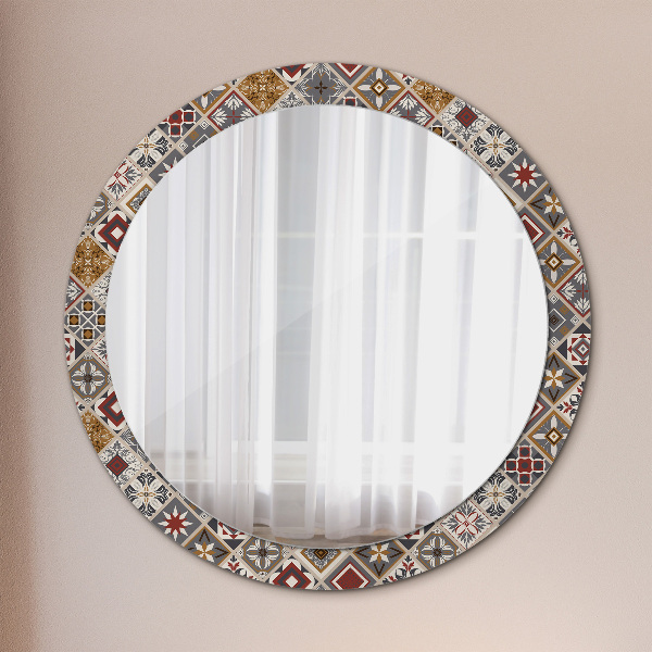 Round printed mirror Turkish pattern
