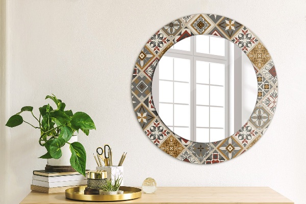 Round printed mirror Turkish pattern