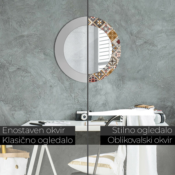 Round printed mirror Turkish pattern