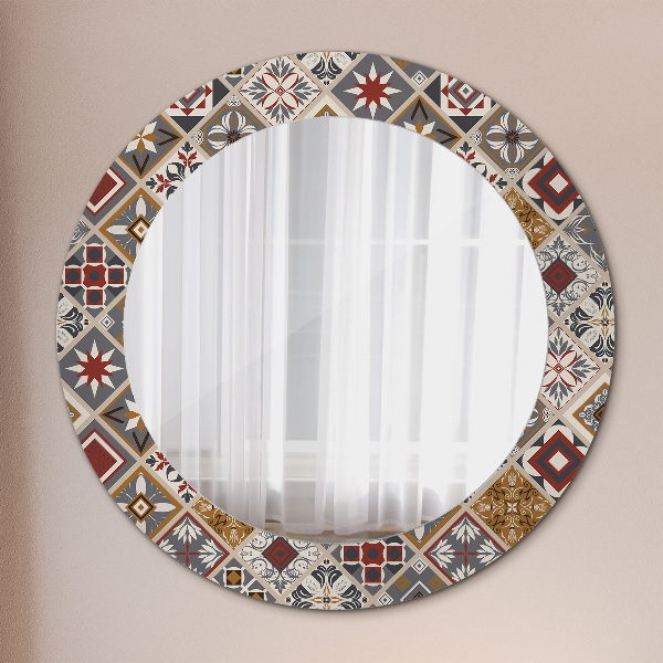 Round printed mirror Turkish pattern