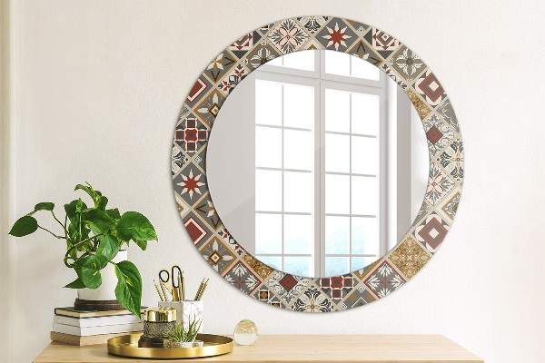 Round printed mirror Turkish pattern