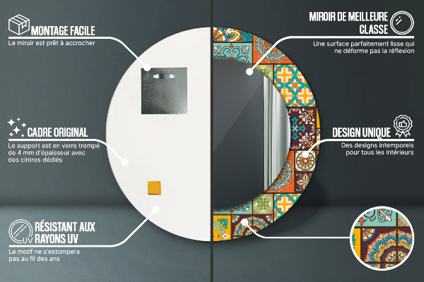 Round wall mirror decor Arabic pattern