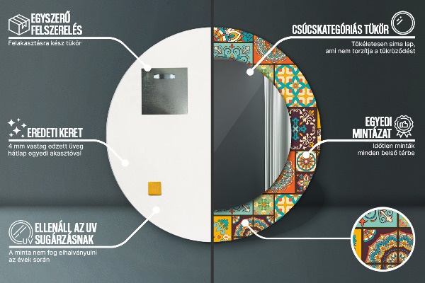 Round wall mirror decor Arabic pattern