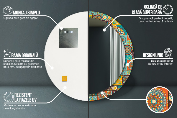 Round wall mirror decor Arabic pattern