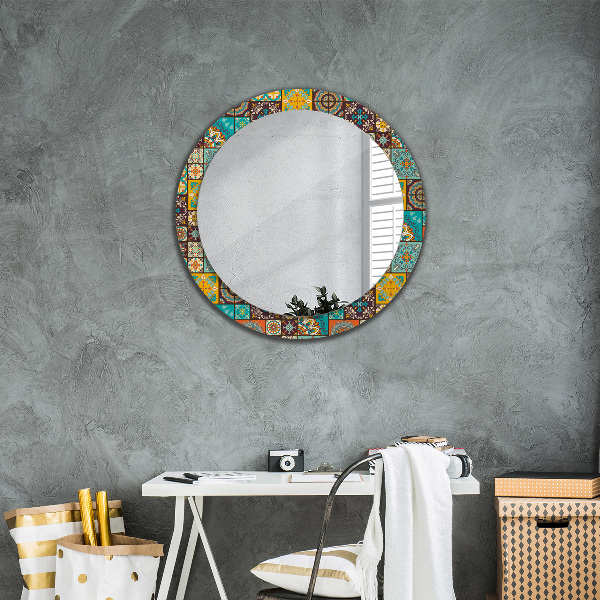 Round wall mirror decor Arabic pattern