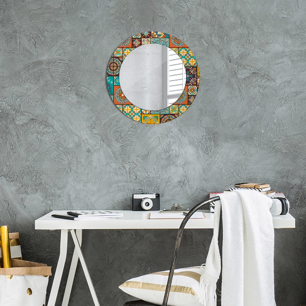 Round wall mirror decor Arabic pattern