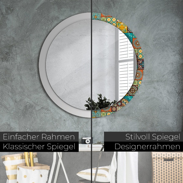 Round wall mirror decor Arabic pattern