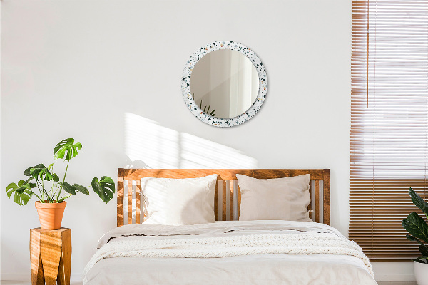 Round wall mirror decor Natural stone