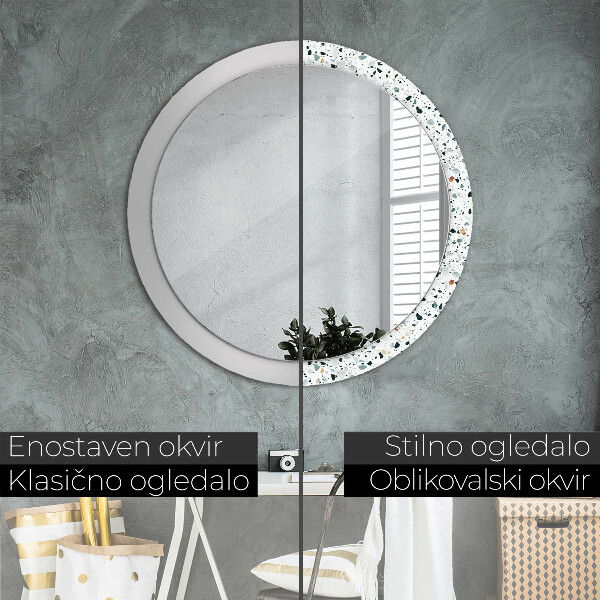 Round wall mirror decor Natural stone