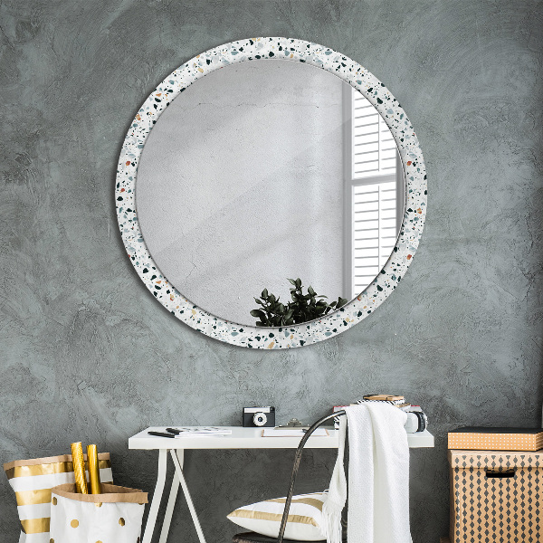 Round wall mirror decor Natural stone
