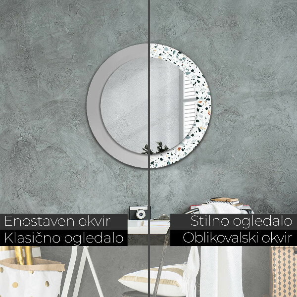 Round wall mirror decor Natural stone