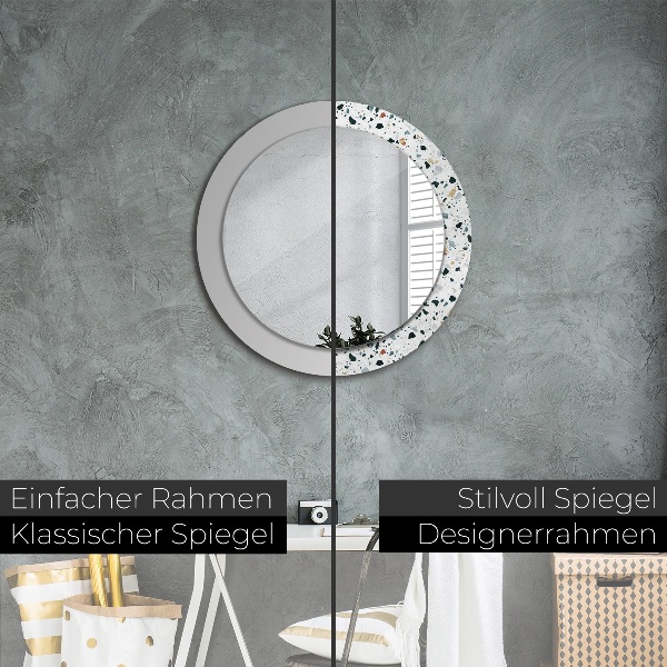 Round wall mirror decor Natural stone