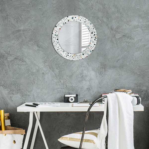 Round wall mirror decor Natural stone