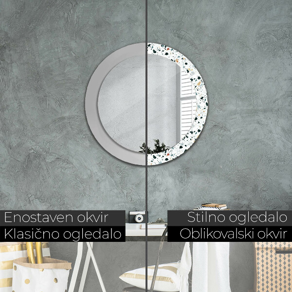 Round wall mirror decor Natural stone