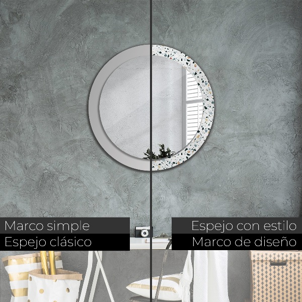 Round wall mirror decor Natural stone