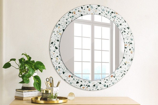 Round wall mirror decor Natural stone