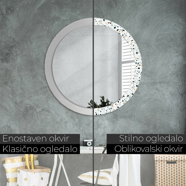 Round wall mirror decor Natural stone