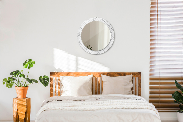 Round wall mirror decor Herringbone