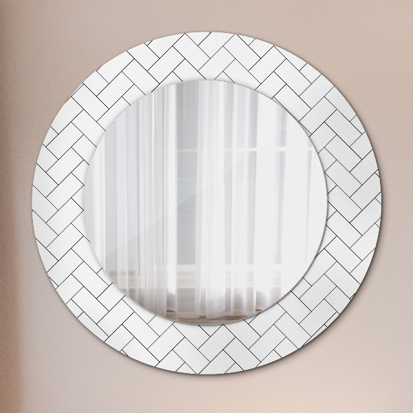 Round wall mirror decor Herringbone