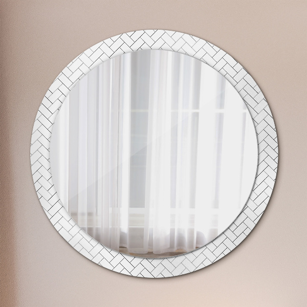 Round wall mirror decor Herringbone