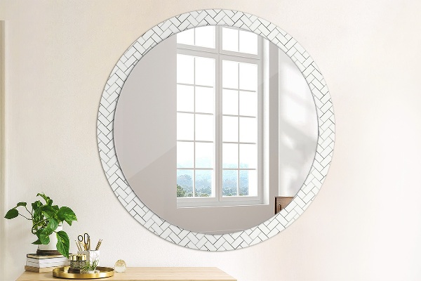Round wall mirror decor Herringbone
